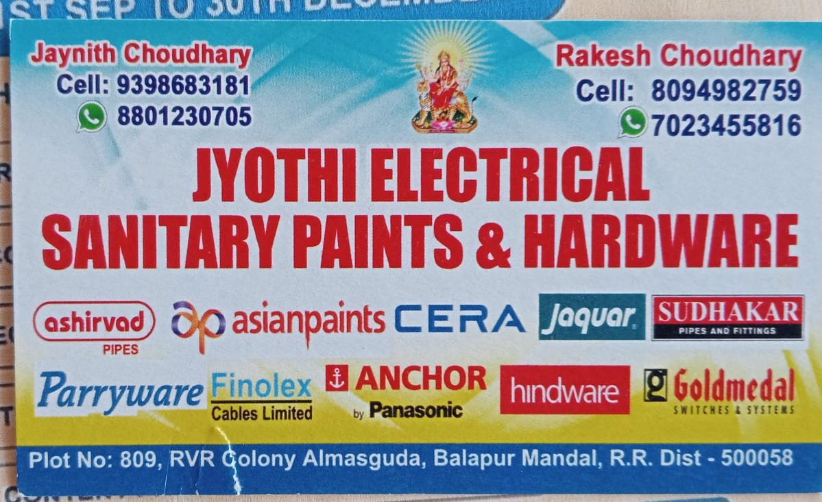 Jyothi Electrical sanitary paints hardware 
